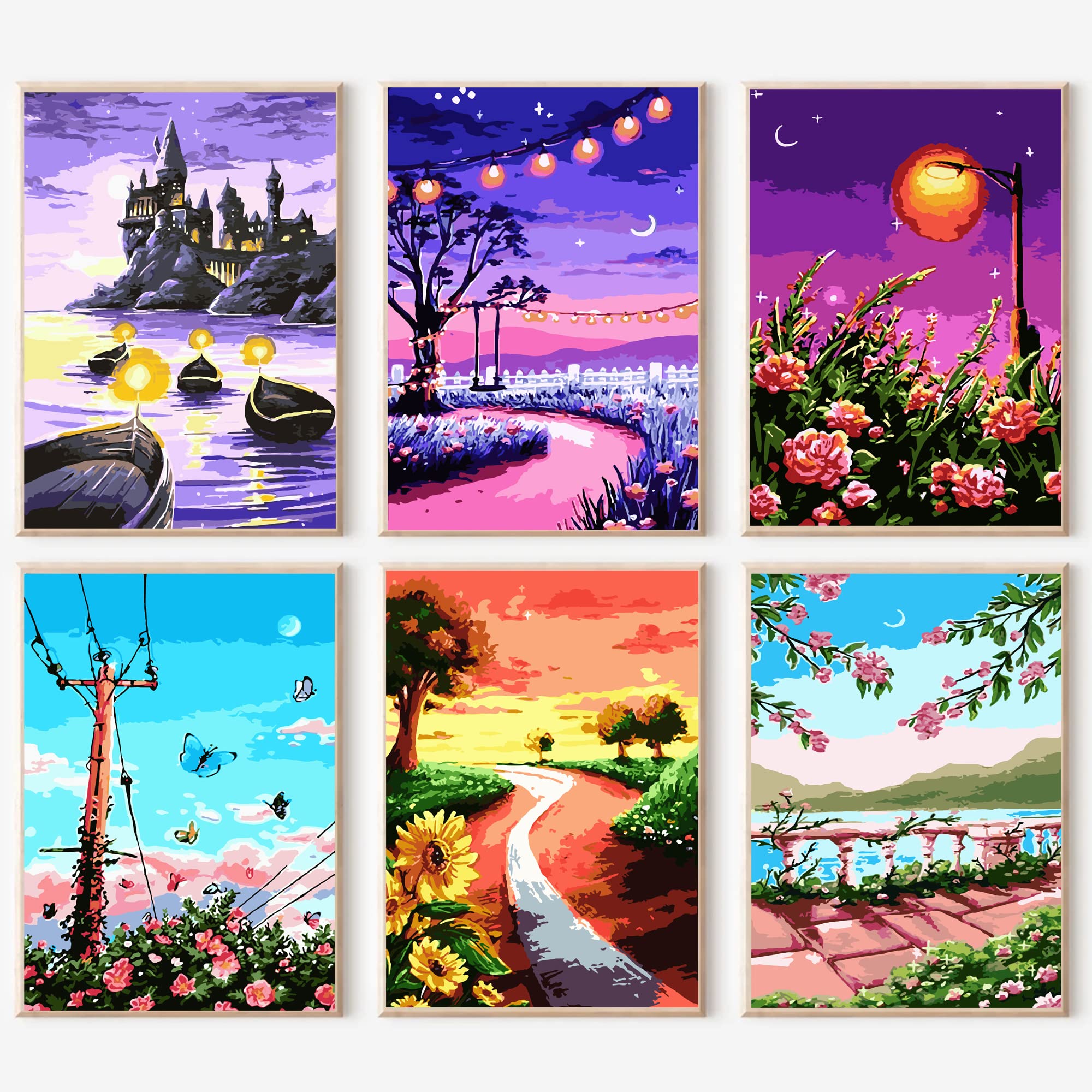 cupmod 6 Packs Paint by Numbers for Adults