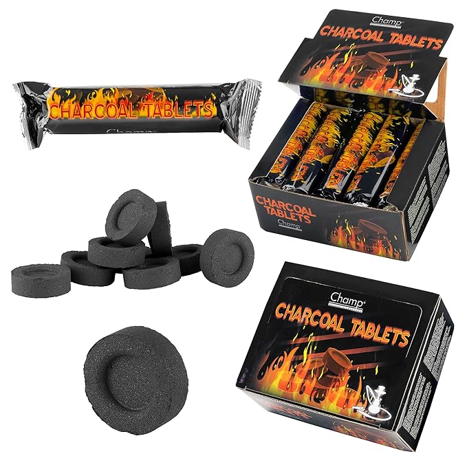 Taffstyle® 100 Stück Shisha Hookah Wasserpfeife Smoking Kohle Holzkohle schnellzündend - 33 mm 10 Rollen