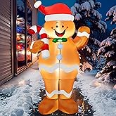 Joiedomi 5 FT Tall Christmas Inflatable Outdoor Decorations, Christmas Blow Ups Gingerbread Man Yard Decorations with Candy Canes, Cute Xmas Outdoor Gingerbread Inflatables for Xmas Lawn Garden Decor