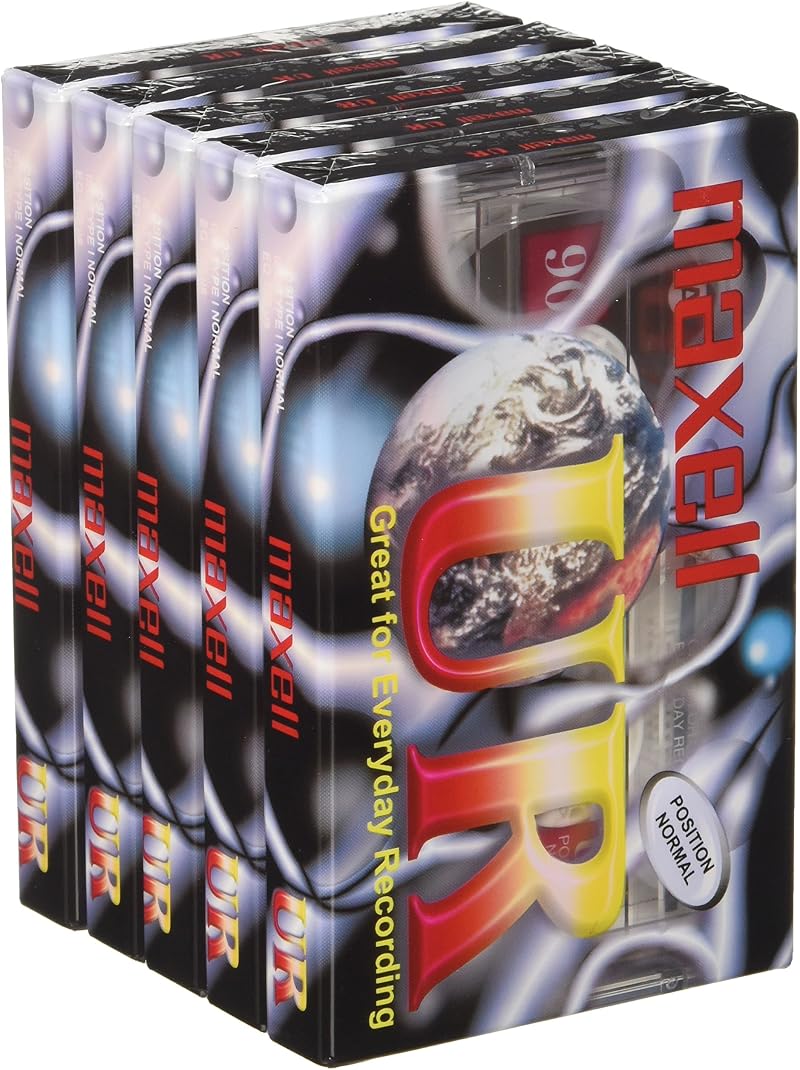 Maxell UR90 Audio Tape 90min Blank Media Cassette 5 Pack