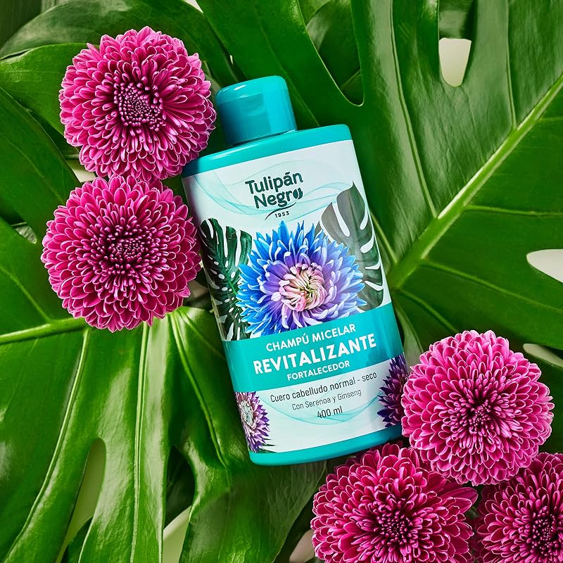 Black Tulip - Champô Micelar Revitalizante e Fortalecedor, Cuidado para Cabelo Normal a Seco, com Serenoa e Ginseng, 400 ml