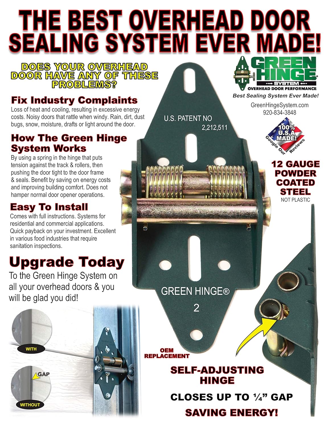 Hinges Commercial 4 Panel Door Self Sealing Heat Saver MFG C441640 Energy Saving Garage Door