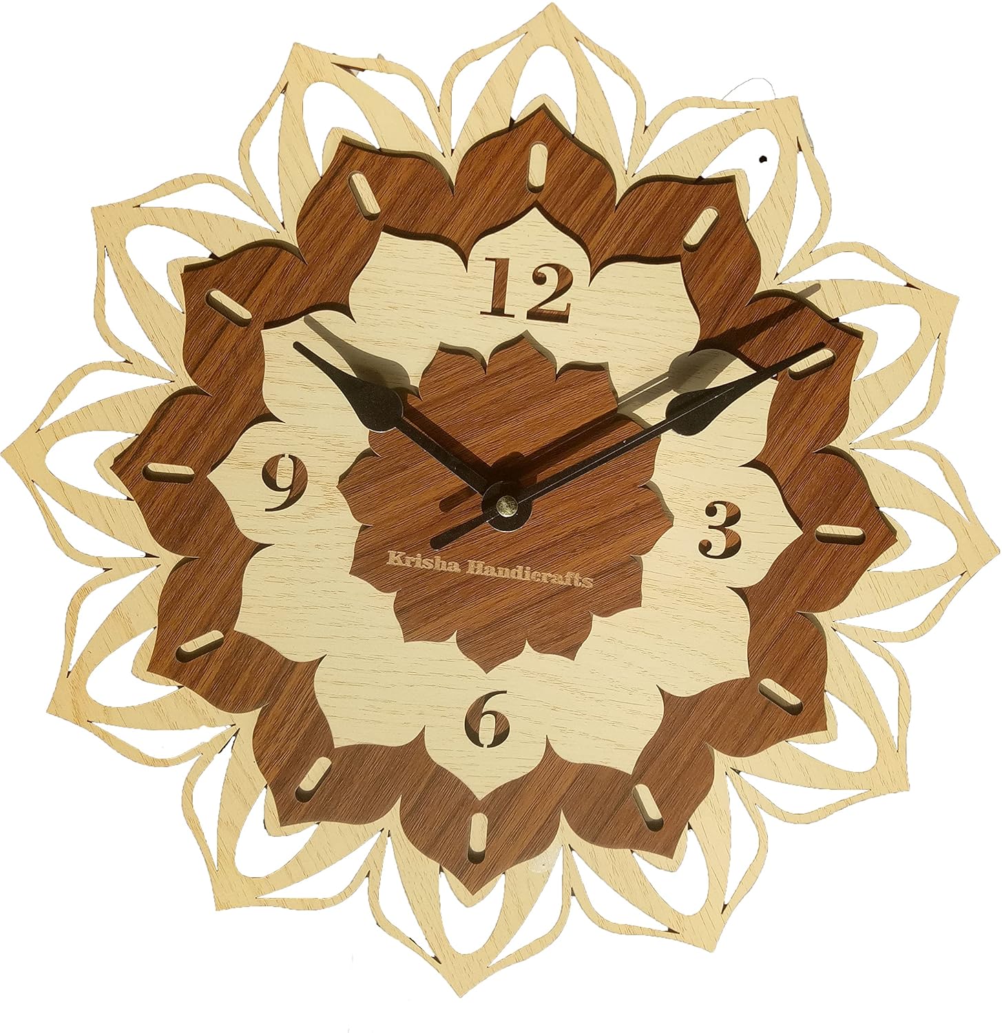 Buy Wood Wall Clock for Home, (BeigeBrown Combination) 30 x 30 cm Size