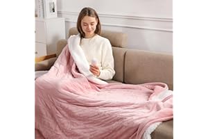 Molatink Heating Blanket Heated Throw Blanket 50''X60'' - Electric Throw Pink Ultra Warm Fluffy Electric Blanket for Office with Adjustable Temperature & Machine Washable, Grandma Birthday Gifts