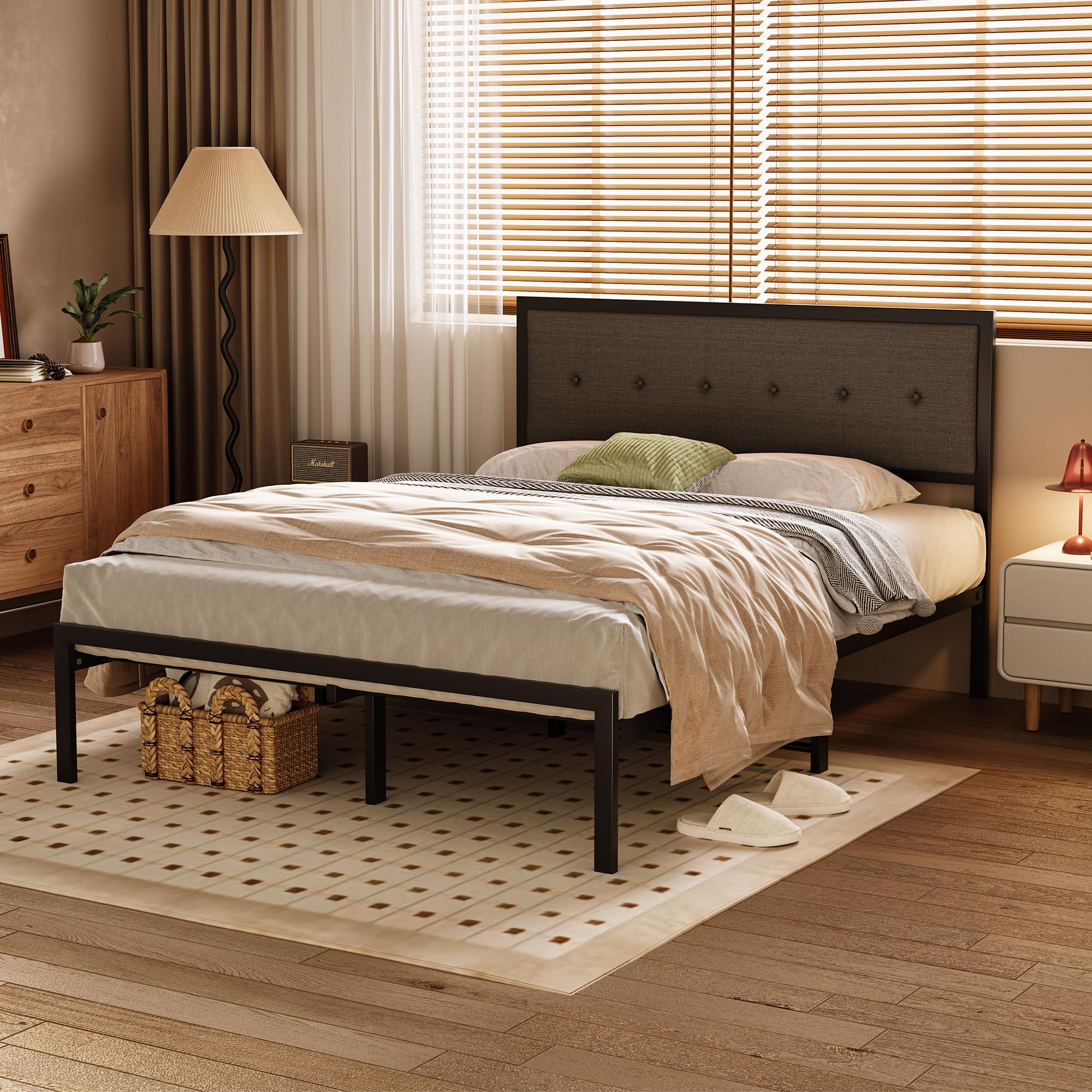 Photo 1 of ** FACTORY SEALED** Homeiju Queen Bed Frame with Headboard, Easy to Install, Sturdy and Stable, No Noise, No Box Springs Needed, Heavy Duty Queen Platform Bed Frame