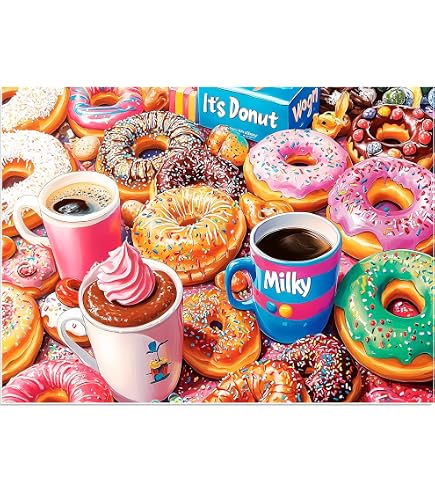500 Piece Donut Jigsaw Puzzle For Adults & Families - Colorful Dessert Food Puzzle, 20.5x15 Inches, Fun Holiday Activity
