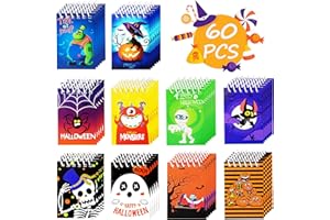 90shine 60PCS Halloween Notepads Party Favors for Kids - Spiral Notebooks Hallowmas Trick or Treat Goodie Bag Stuffers Filler Gifts Supplies Decorations, 10 Styles