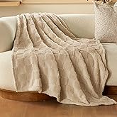 Joiedomi Throw Blanket for Couch, Soft Brown Fleece Checkered Blankets Gifts for Women Mom Girls, 280GSM Cozy Cute Soft Throw Home Room Decor Aesthetic Gifts 50x60 Inches