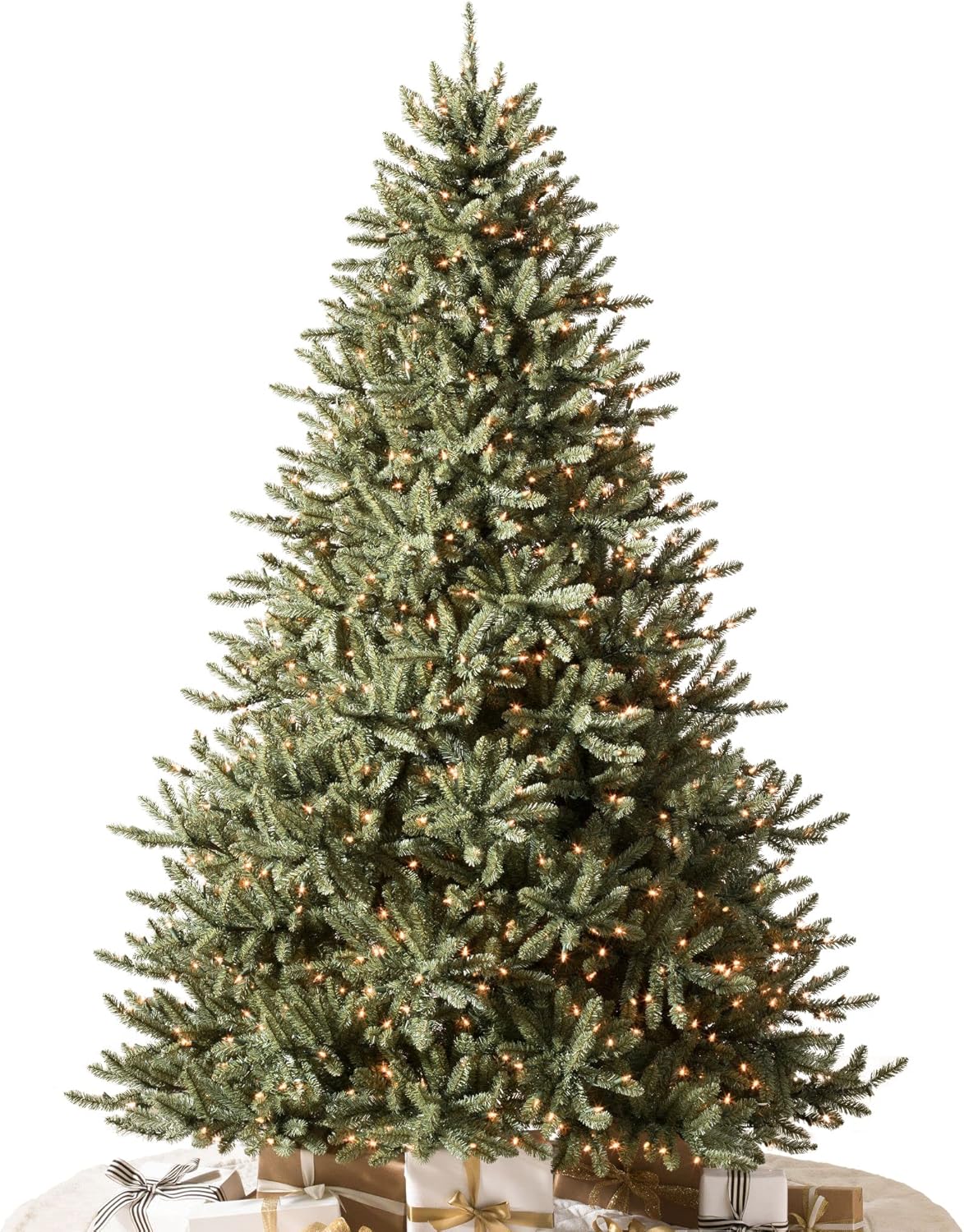 Trees - Balsam Hill 7.5ft Pre-Lit Classic Blue Spruce - Artificial Christmas Tree with 1000 Clear Incandescent Lights, Easy Plug Technology, Premium Stand for Indoor Holiday Decorating