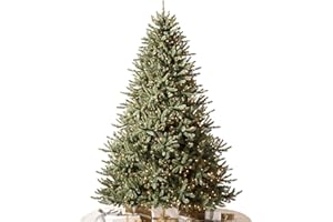 Balsam Hill | 7.5ft Prelit Clear LED String Lights Classic Blue Spruce Artificial Christmas Tree | PVC Needle Foliage | Easy Storage with Storage Bag | Indoor Holiday Display