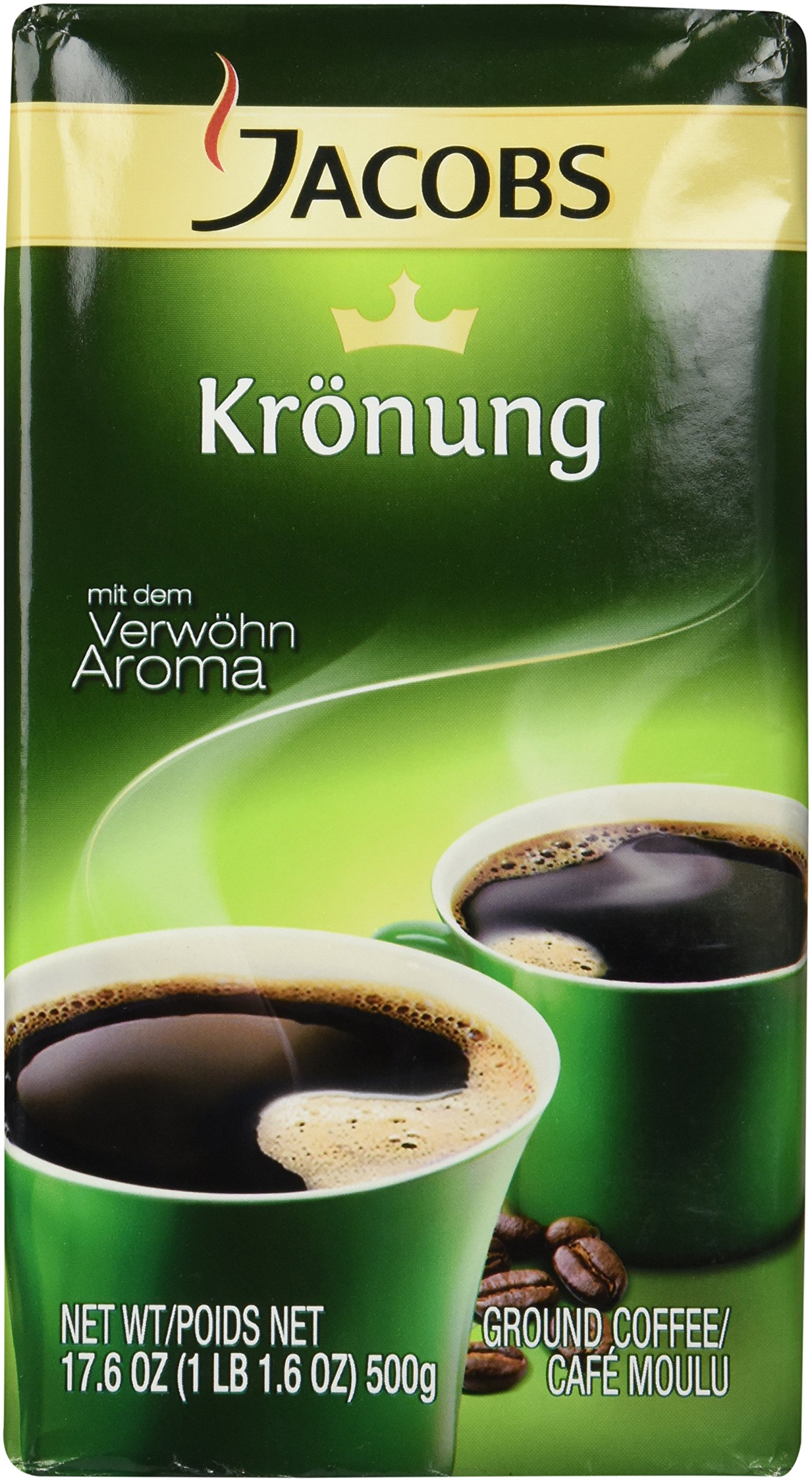 2 Pack Jacobs Kronung Decaf Ground Coffee 17.6oz/500gr