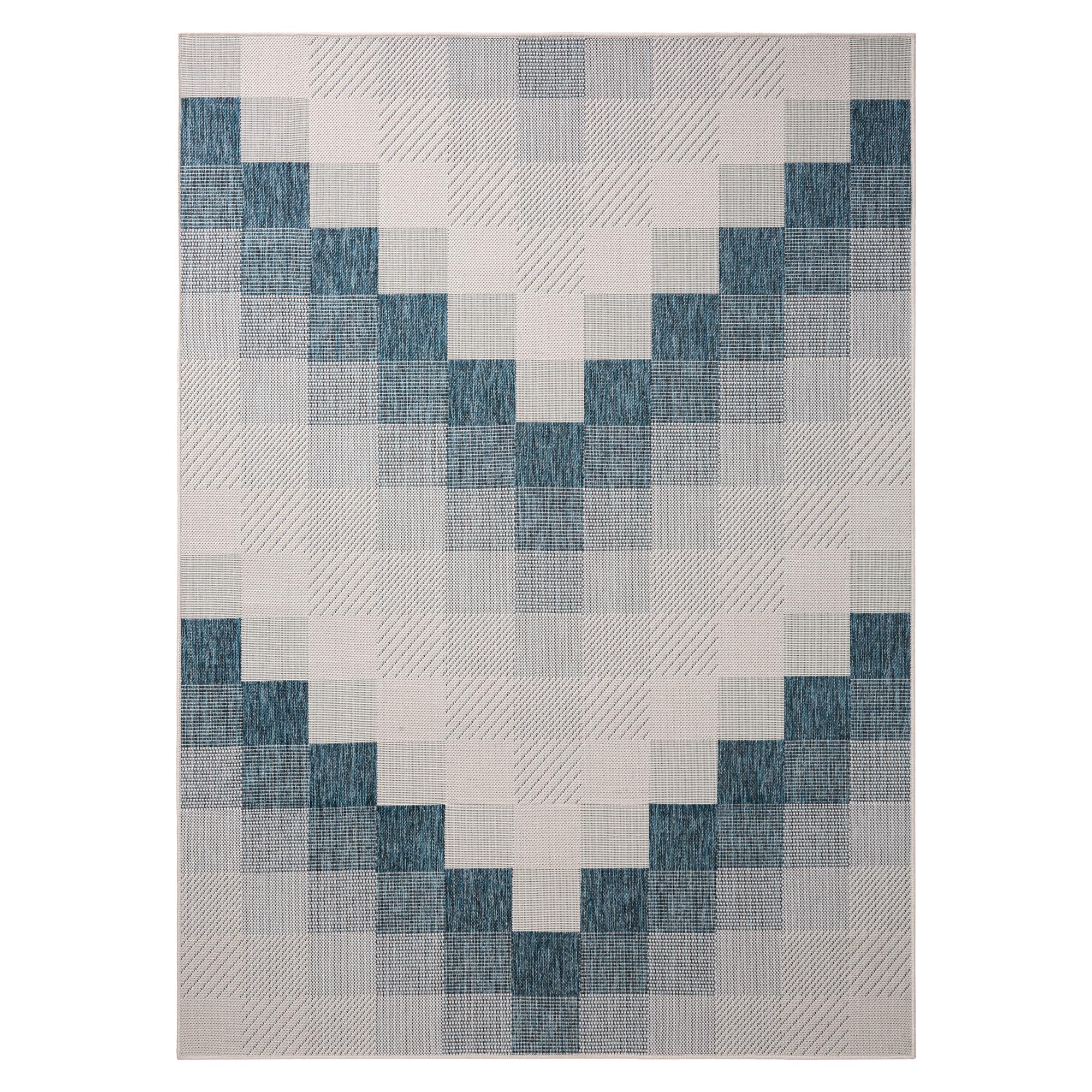 Photo 1 of Nicole Miller New York Patio Country Ombre Chevron Indoor Outdoor Area Rug, UV Fade Resistant, Low Pile, Navy Blue/Cream, 7'9"x10'2"