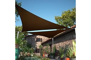 ShadeMart 10' x 10' x 10' Brown Sun Shade Sail UPF50 Triangle Canopy Fabric Cloth Screen, Water Air Permeable & UV Resistant, Heavy Duty, Carport Patio Outdoor - (We Customize Size)