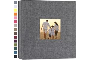 potricher Small Photo Album 4x6 200 Photos Linen Cover Picture Photo Book for Family Wedding Anniversary Baby Vacation (Gray,200 Pockets)