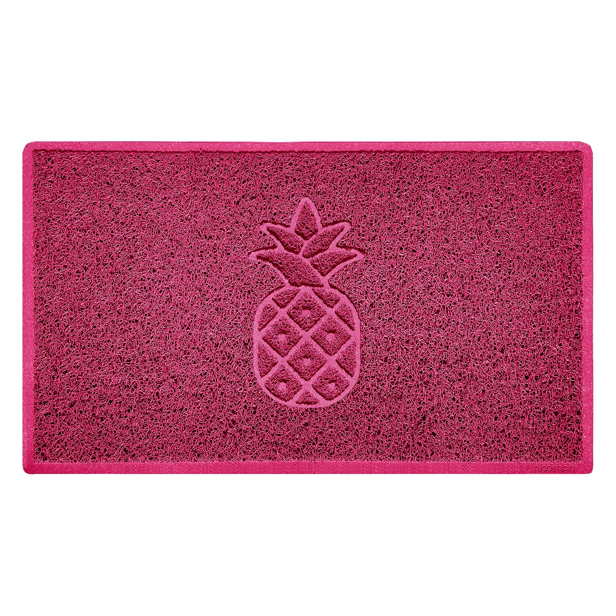 Nicoman Pineapple Embossed Shape Door Mat Dirt-Trapper Washable Barrier Doormat-(Use Indoor or Sheltered Outdoor)-(75x44cm/29.5x17.3inches,Medium) Pink
