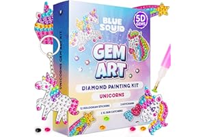 Blue Squid Diamond Art Kits for Kids – Unicorn - Fun & Easy DIY 5D Gem Art Gift Set for Keychains, Stickers, Sun Catchers - Diamond Painting Kit Arts & Crafts Kit for Kids, Girls, Boys Ages 6-12