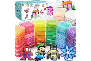 FUNZBO 31000 5mm Fuse Beads Kit - 48 Colors, Christmas Homeschool Arts and Crafts Supplies for Kids, Toys Set, Art Decorations for Room, Christmas Toys Gifts for Girls and Boys Age 5+