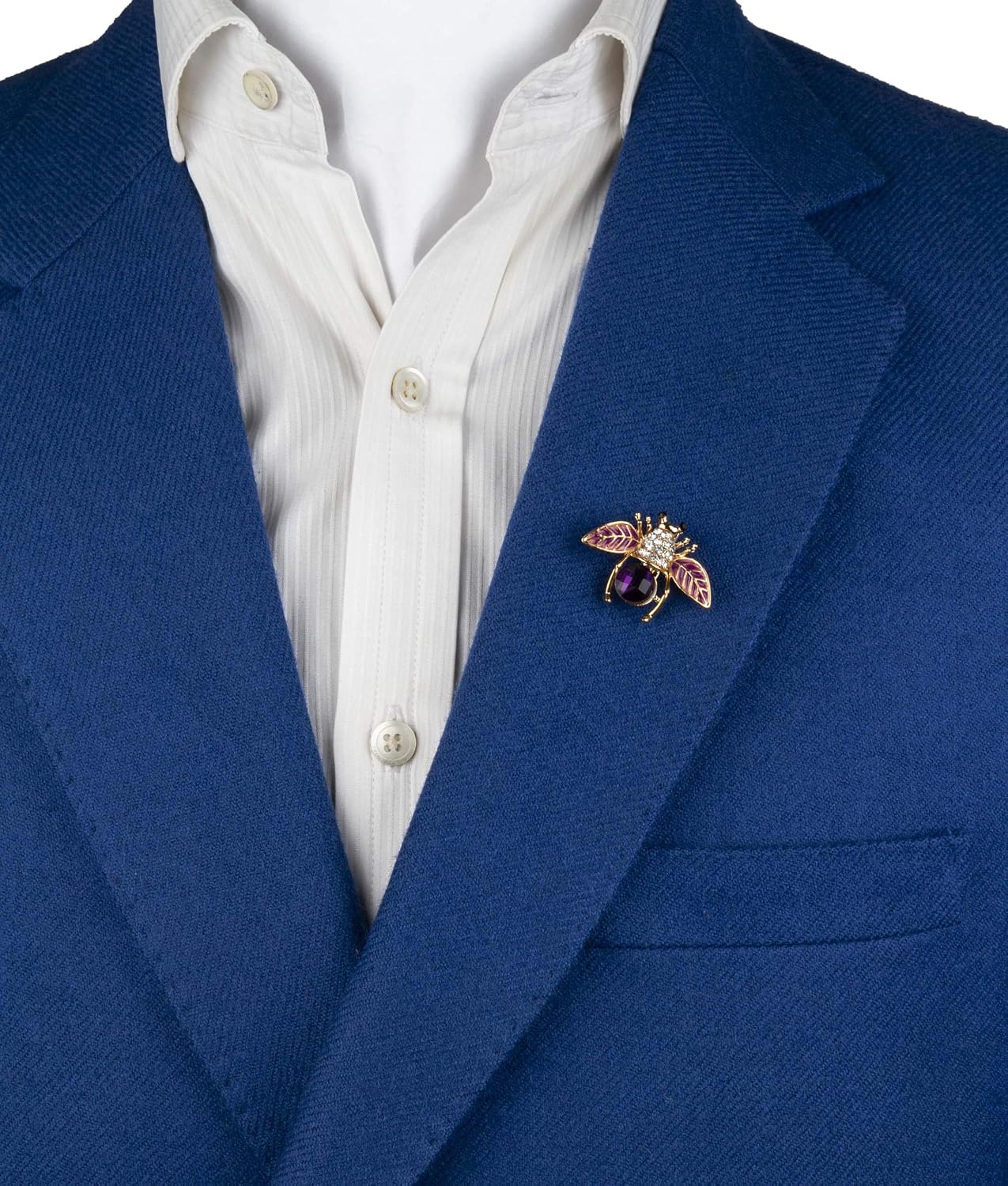 Knighthood Purple and Gold Enamel Bee with Purple Semi Precious Stone Stone Detailing Lapel Pin Badge Coat Suit Wedding Gift Party Shirt Collar Accessories Brooch for Men - Image 4