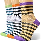 IRAMY Crew Compression Socks Ankle Support Moisture Wicking Plantar Fasciities Pain Relief 3 Packs
