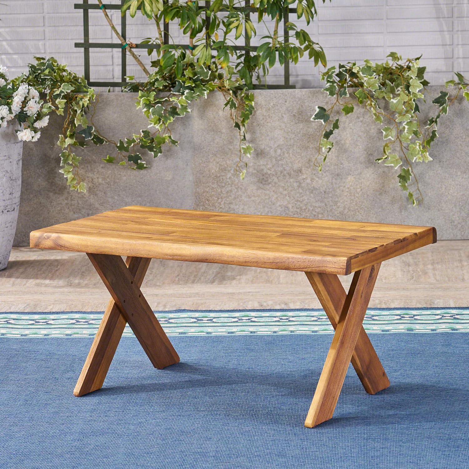 Christopher Knight Home 304412 Irene Outdoor Acacia Wood Coffee Table, Sandblast Teak Finish : Garden & Outdoor