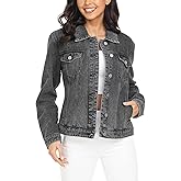 MISS MOLY Women's Denim Jacket Button Up Long Sleeve Basic Trendy Jean Jacket Coat with Pockets