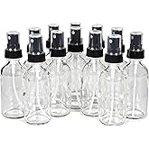 Vivaplex, 12, Clear, 2 oz Glass Bottles, with Black Fine Mist Sprayers