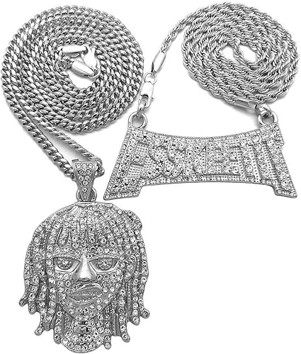 Ciondolo Hip Hop Wu Tang & Collana Catena Cubana Ghiaccio Pieno - Foto 4