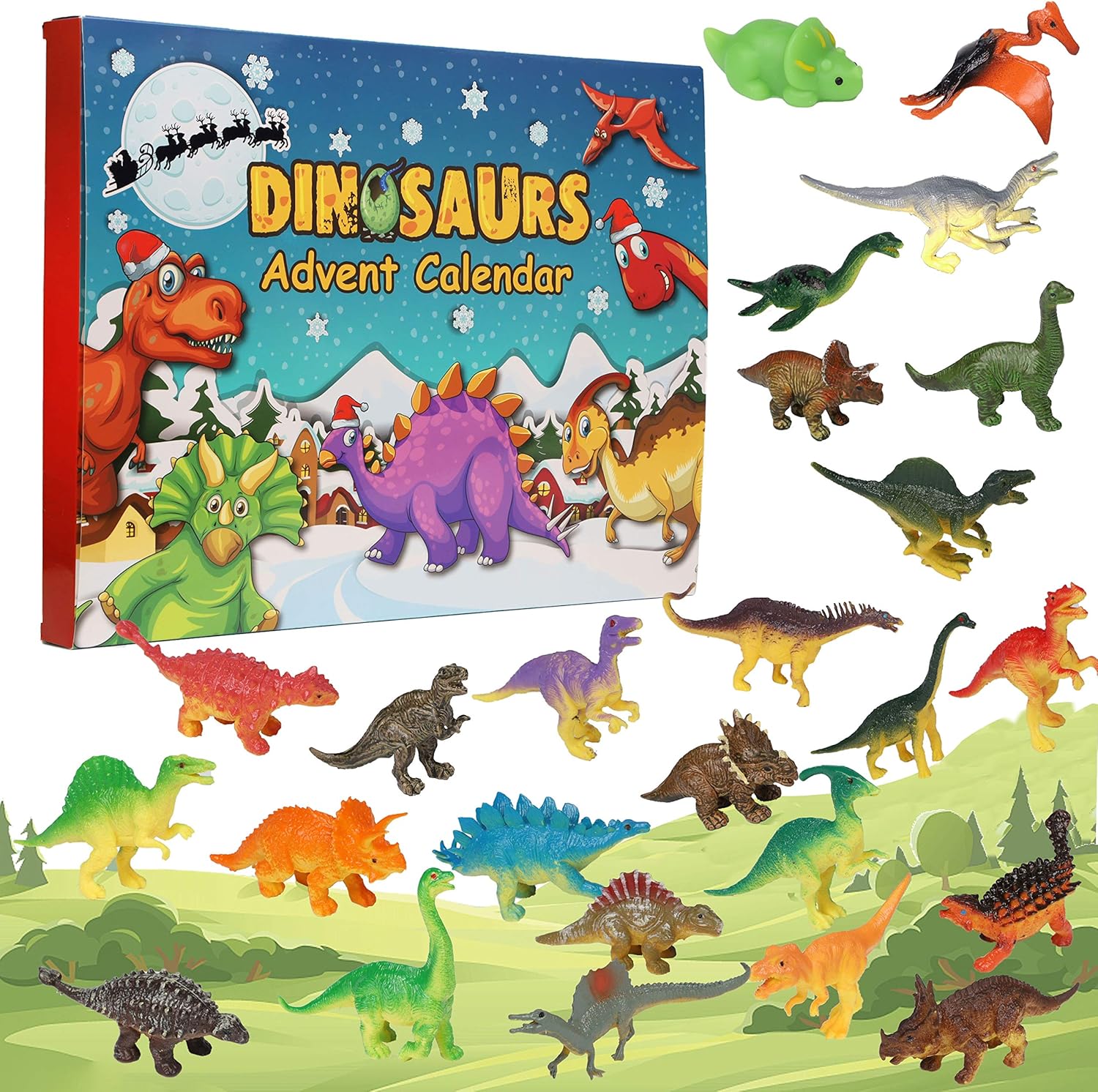 Advent Calendars - ATDAWN Advent Calendar 2023 with 24 Dinosaurs for Boys, Girls, Kids and Toddlers, Christmas Countdown for Christmas Party Favor Gifts, Christmas Stocking Toys