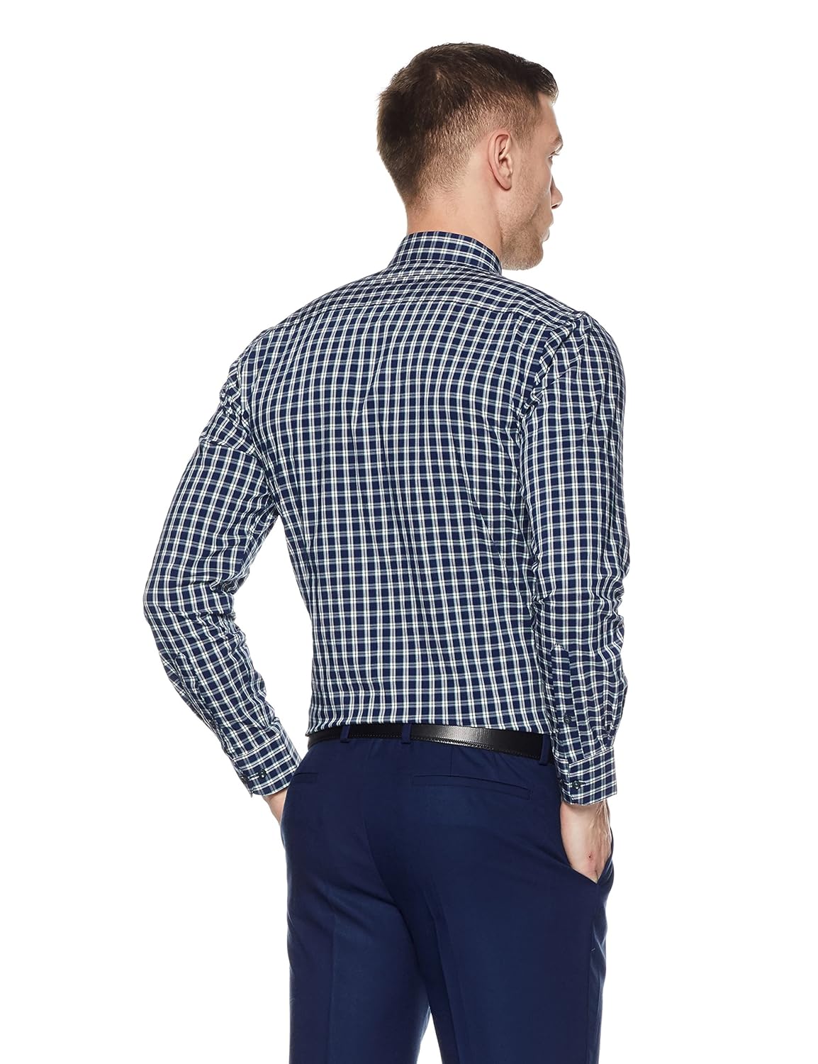 peter england men's checkered slim fit formal shirt