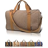 hichago Duffle Bag for Travel, Gym Bags for Men, Weekender Bags for Women, Carry On Bag with Luggage Sleeve, Canvas Bag with Shoulder Strap (Brown)