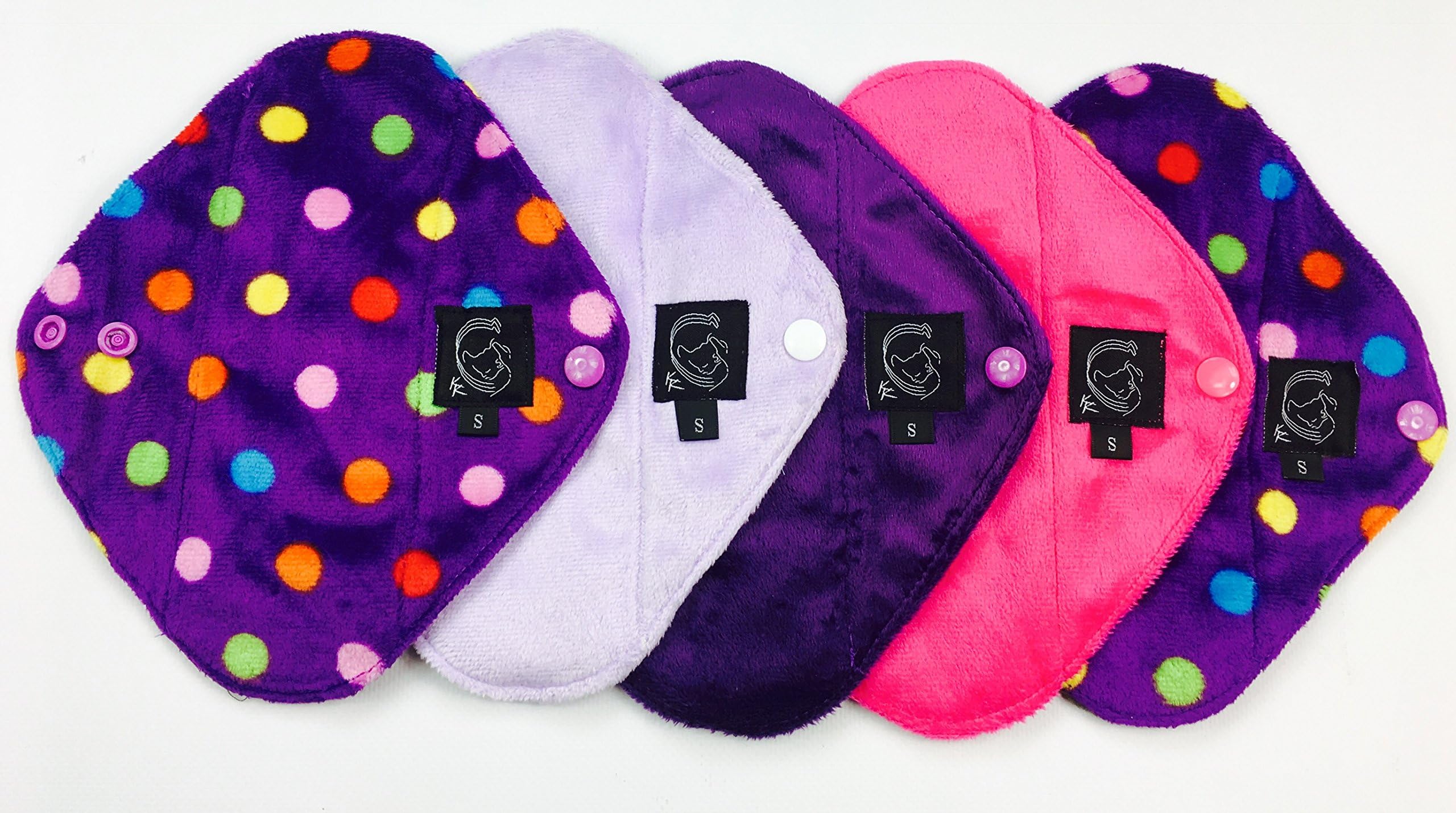 SPECIAL OFFER : REDUCED PRICE *NEW* PANTY LINERS Purple MINKY Collection - 5 Pack Cloth Sanitary Pads (CSP) Panty Liner / Light Flow, 19cm long x 7.5cm wide (7.5" L x 3" W) Bamboo CHARCOAL, Minkee / MINKY, Washable Reusable Period Protection, Menstrual Products, Mama Towel, Sanitary Napkins - {Kernow Kloth}