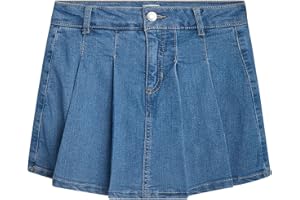DKNY Girls Denim Skorts - High Waisted Girls Denim Skirt with Shorts Underneath Mini Kids Jean Skirt with Pockets (7-16)