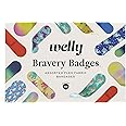 Welly Bravery Badge Box | Adhesive Flexible Fabric Bandages | Assorted Shapes and Patterns for Minor Cuts, Scrapes, and Wound