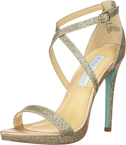betsey johnson champagne glitter heels