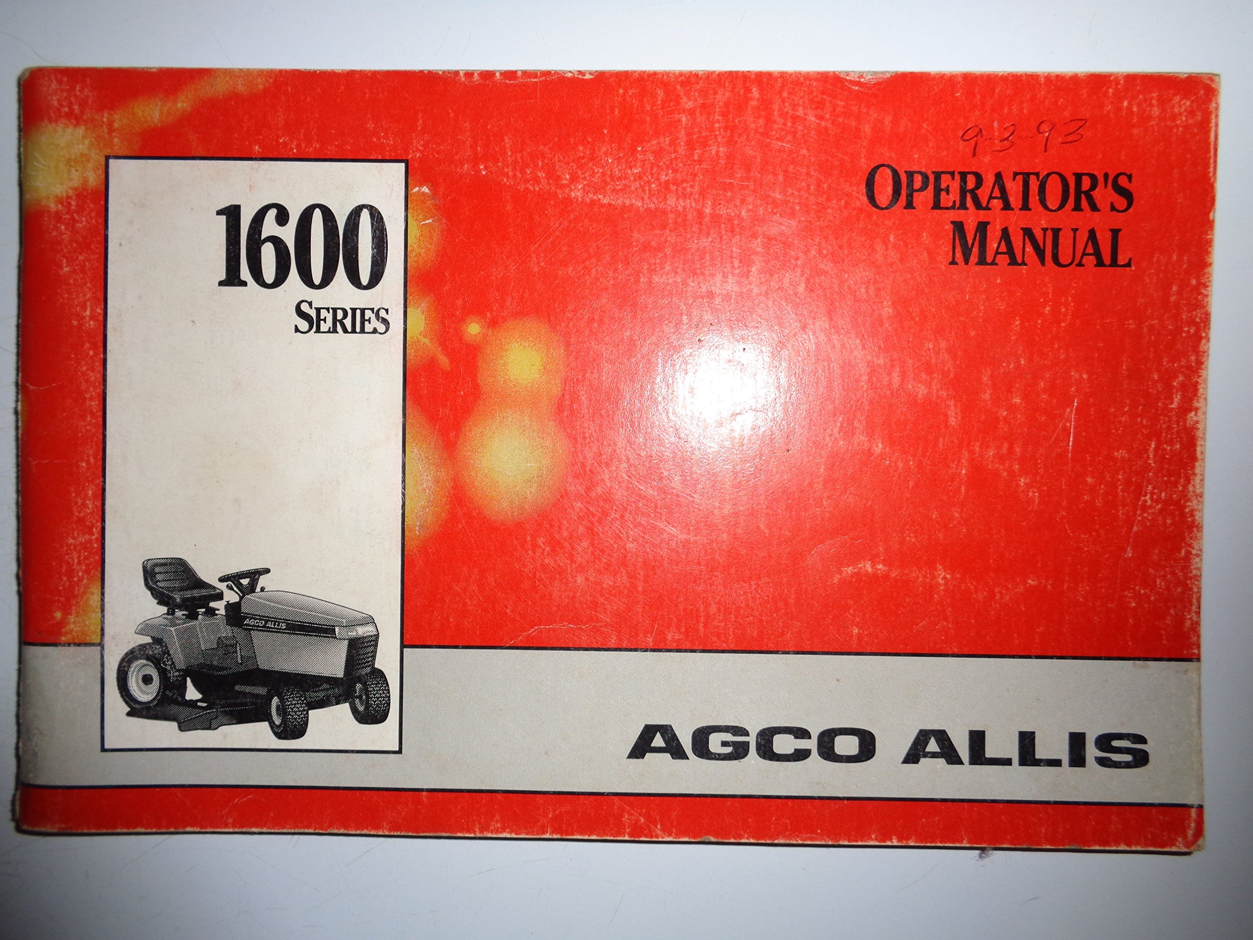 Agco Allis 1600 Series Lawn and Garden Tractors Operators Manual 6/93: Agco  Allis, Agco Deutz Allis: Amazon.com: Books