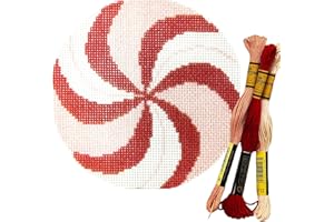 Howie's Needlepoint Needlepoint Kits, 18CT Printed Embroidery Pattern Starter Kits, Stamped Patterns Canvas Kits(Red Peppermint,4x4inch)