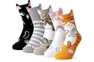 Belloxis Multi-Pair Cute Funny Animal Socks for Women & Girls, Comfortable Cotton Crew Socks for Daily Wear, Great Gift Ideas