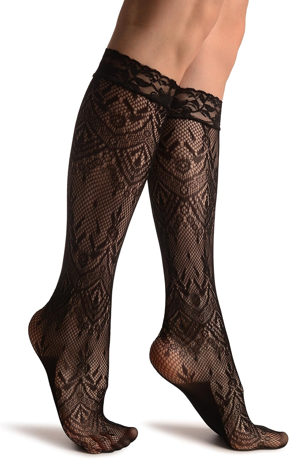 Black Versailles Lace Knee High Socks Black Lace Floral Socks Amazon