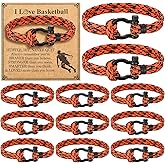 Tondiamo 12 Pack 2026 Senior Basketball Team Gifts Bulk Adjustable Woven Bracelets Bow Shackle Senior Night Basketball Gifts Sport Party Favors for Coach Player Teen Man Women Game Day