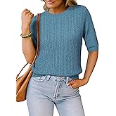 Arach&Cloz Women's Wool Blend Old Money Cable Knit Elbow Sleeve Sweaters 2025