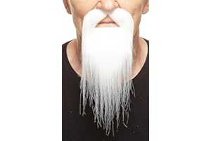 Mustaches Self Adhesive, Novelty, Ducktail Fake Beard, False Facial Hair, Costume Accessory for Adults, White Color