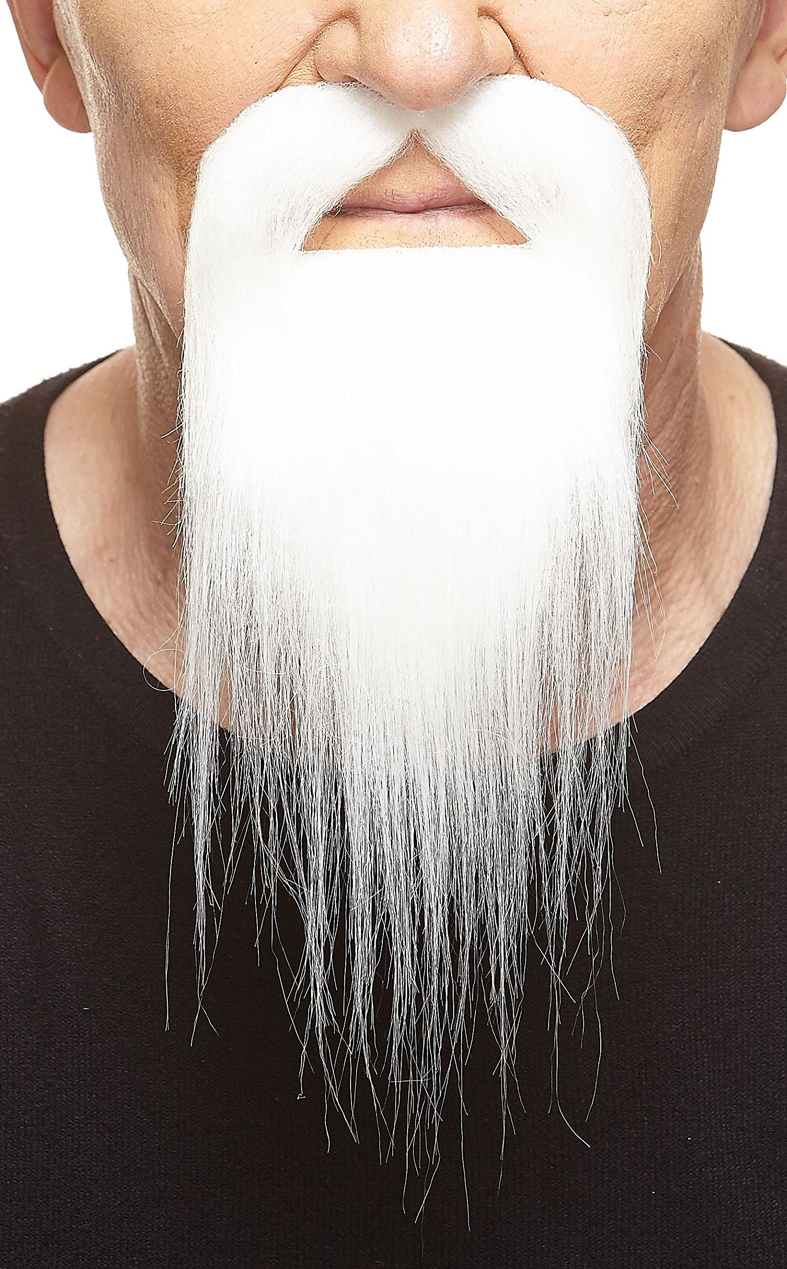 Mustaches Self Adhesive, Novelty, Ducktail Fake Beard, False Facial Hair, White Color