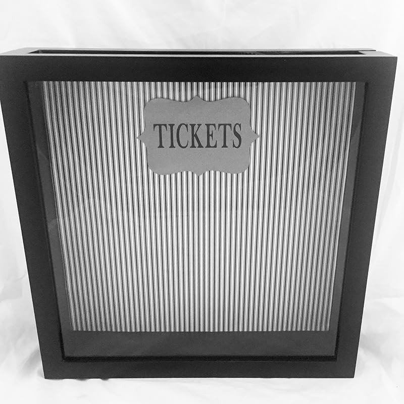Ticket Stub Holder Display Shadow Box with Black and White
