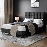 Yaheetech 5ft King Bed Frame Upholstered Platform Headboard Dark Grey view 3