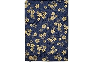 BLBMH A5 Book Cover for Paperbacks Adjustable Fabric Book Jacket Cover Protector Fit for 5.5x8.3 inch Hardcover Softcover Book Novels Notebook -Blue Cherry Blossoms 8.3in
