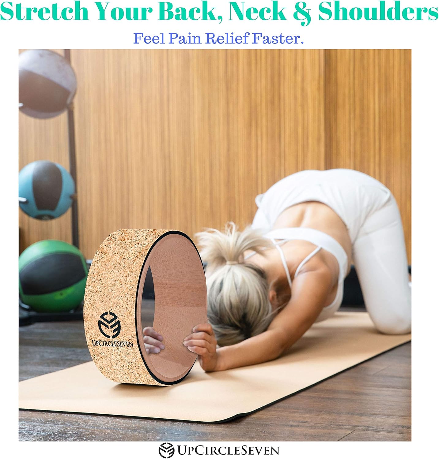 UpCircleSeven Cork Yoga Wheel - [Pro Series] Strongest & Most Comfortable Yoga Prop Wheel - Perfect for Back Pain Stretching & Backbends, 12 x 5 in (Wood) : Sports & Outdoors