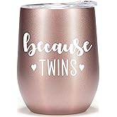 Rock & Llama Twin Mom Gifts - 12oz Wine Glass Tumbler Cup- Funny Mom of Twins Gifts, Mother of Twins, Parents of Twins, Because Twins Travel Coffee Mug