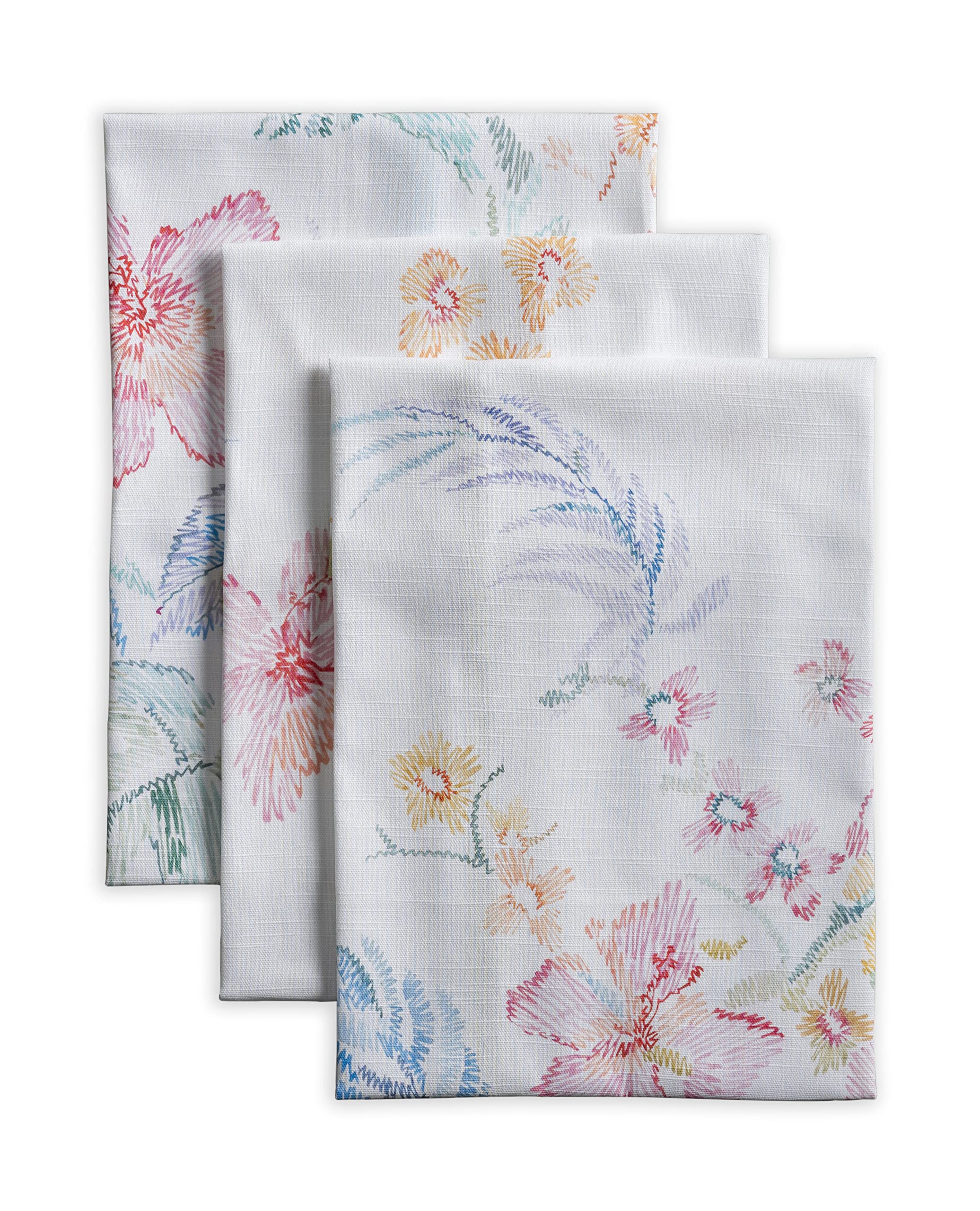 Maison d' Hermine Kitchen Towels Set of 3 100% Cotton 70 CM x 50 CM Reusable Cloth Tea Dish Towels Absorbent with Hanging Loop for Kitchen Dining Gifts for Mothers Day (Summer Picnic)
