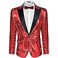 COOFANDY Mens Sequin Blazer Tuxedo Party Prom Wedding Tuxedo One Button Jacket