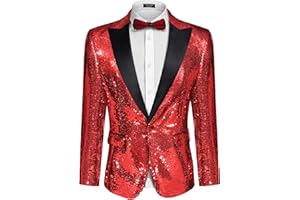 COOFANDY Mens Sequin Blazer Tuxedo Party Prom Wedding Tuxedo One Button Jacket